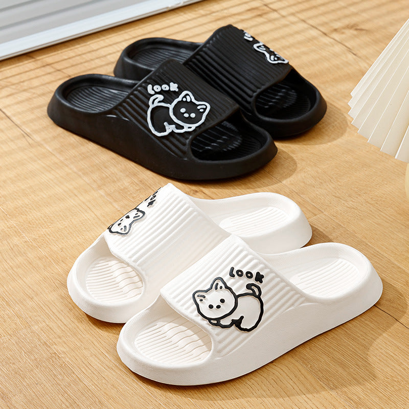 Chinelos com Solas Antiderrapantes, Banheiro, Home Bear Cartoon Cat Flip Flops, Sandálias de Praia, Animais, Slides Interiores e Exteriores, para Homens e Mulheres