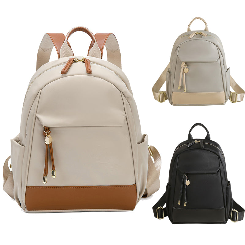 Mochilas Colorblock de Nylon Feminina, Impermeável, Pequena, Casual, Pendulares, Bolsa de Trabalho, Leve, Bolsas de Faculdade, Luxo, Moda 2024, Novo