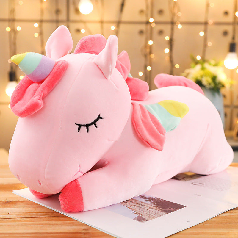 Kawaii Lying Unicorn Plush Toy, Soft Stuffed, Huggable, Bonito, Branco, Rosa, Cavalo, Appease Doll, Brinquedos para Crianças, Meninas, Amigos Gift, 25cm