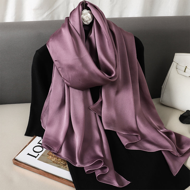 Lenço de Seda Gradiente de Luxo para Mulheres, Xales Femininos Sólidos, Bandana Envolto, Foulard Cabeça Lady Hijab, Poncho de Casamento, Marca de Moda